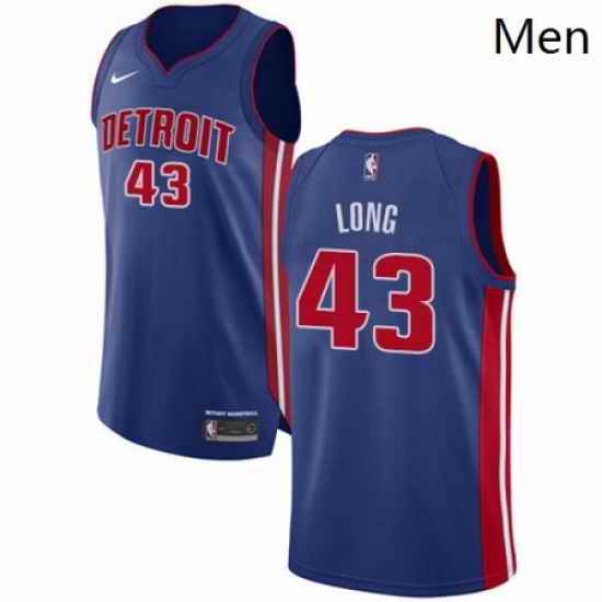 Mens Nike Detroit Pistons 43 Grant Long Authentic Royal Blue Road NBA Jersey Icon Edition
